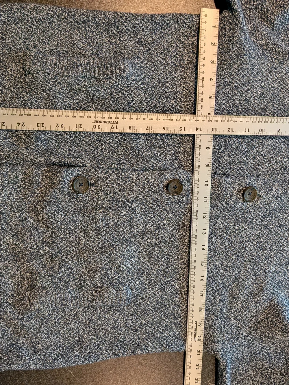 VINTAGE Hollister Men's Hooded Button-Up Knit Jacket - Heather Blue
